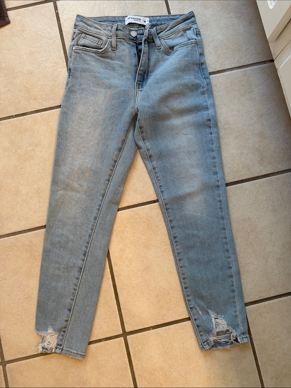 Just Black Light Blue Distressed Ankle Jeans